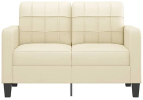 Sofá de 2 lugares 120 cm couro artificial cor creme