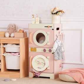 Máquina de lavar roupa de madeira para Crianças com secador 80 x 41 x 28,5 cm rosa