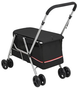 Carrinho dobrável para cães 100x49x96 cm tecido linho preto