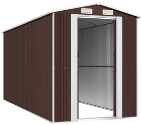 Abrigo de jardim 192x440x223 cm aço galvanizado castanho-escuro