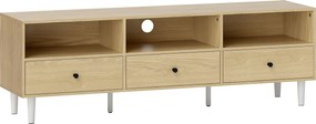 HOMCOM Móvel para Tv para Televisores de Até 75" com 3 Gavetas 3 Prateleiras Abertas e Passa-Cabos 140x34x45 cm Madeira Natural | Aosom Portugal