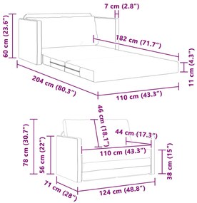 Sofá Cama de Chão 2-em-1 Amarelo Escuro 124x71x78 cm Tecido