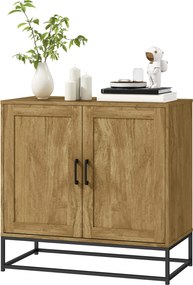 Aparador com 2 portas e prateleira interior ajustável em altura, 80 L x 40 P x 78 A cm, cor madeira natural