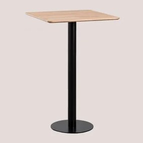 Mesa Alta De Bar Quadrada Em Chapa De Freixo Frappe ↔︎ 60 Cm & Preto - Sklum