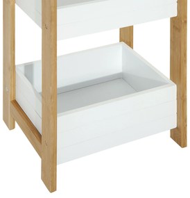 Móvel Auxiliar de banheiro com 3 Prateleiras Organizadoras de Bambu 27,5x20,8x74 cm Cor Branco e Natural