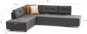 Sofá-Cama de Canto Manama – Antracite – 280x85x206 cm
