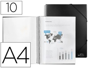Capa Catalogo Liderpapel com Espiral 10 Bolsas Polipropileno Din a4 Preto
