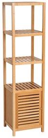 HOMCOM Estantes bambu para o banheiro 4 Níveis 1 Porta Armário alto Livraria Organizador 36x33x140 cm | Aosom Portugal