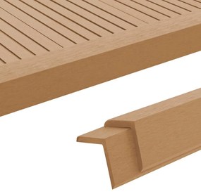 vidaXL Perfis angulares p/ pavimento em WPC 5 pcs 170 cm cor de teca