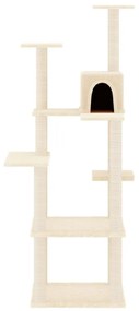 Árvore para gatos c/ postes arranhadores sisal 153 cm cor creme