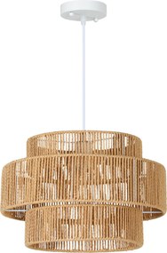 HOMCOM Luminária pendente, cúpula de 3 níveis, Metal, corda de cânhamo, Marrom claro | Aosom Portugal