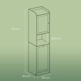 Armário de casa de banho com cesto da roupa suja 40 x 40 x 170 cm Branco