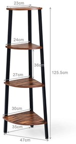 Costway Estantería Rinconera con 4 Niveles Estante de Metal Librería Doméstica Organizador de Madera Estante Ligero Expositor con Repisas para Casa