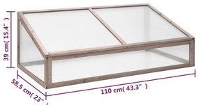 Estufa 110x58,5x39 cm madeira de abeto cinzento