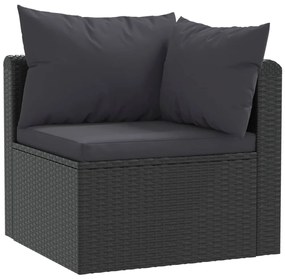 7 pcs conjunto lounge de jardim c/ almofadões vime PE preto