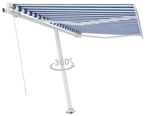 Toldo retrátil manual independente 300x250 cm azul e branco