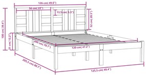 Estrutura de cama 120x200 cm madeira maciça