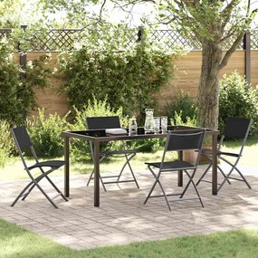 vidaXL Conjunto de Jantar de Jardim 5 Peças Preto Textilene e Aço