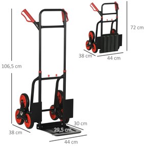 DURHAND Carrinho de mão de escada dobrável com rodas Carrega 150 kg de