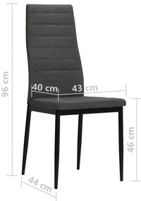 Cadeiras de jantar 6 pcs tecido cinzento-escuro