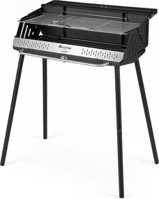 Grelhador a Carvão Dobrável Portátil, 81 x 48 x 84 cm, Grelha Regulável Preto