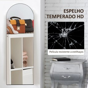 Espelho de Pé 150 x 50 cm Independente, Encostado ou de Parede, Sem Moldura, Preto