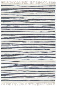 vidaXL Tapete chindi tecido à mão algodão 200x290 cm azul e branco