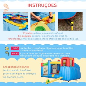 Outsunny Castelo Insuflável Infantil com Escorrega Castelo Insuflável