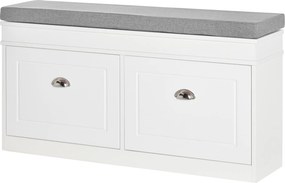 Banco Sapateiro com Armazenamento para 8 Pares de Sapatos com 2 Gavetas Prateleiras Ajustáveis e Almofada Acolchoada para Entrada Corredor 104x24x55cm