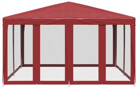 Tenda p/ festas c/ 8 paredes laterais malha 4x4 m PEAD vermelho