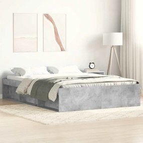 Estrutura de cama 140x200 cm cinza cimento
