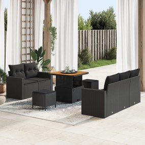 Conjunto de Sofá de Jardim vidaXL de 8 Peças com Almofadas em Poliratt