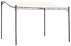 Outsunny Pérgola de Jardim 4x3m Pérgola Montada na Parede com 16 Orifícios de Drenagem Metal e Poliéster 180 g/m² Creme