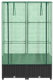 Canteiro elevado com cobertura de estufa aspeto de vime