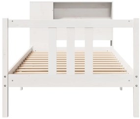 Cama com estante sem colchão 90x200 cm pinho maciço branco