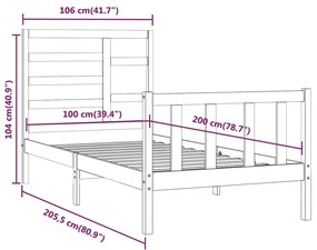 Estrutura de cama 100x200 cm pinho maciço