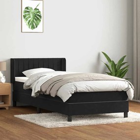 vidaXL Cama com molas/colchão 100x220 cm veludo preto