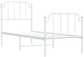 Estrutura de cama com cabeceira e pés 80x200 cm metal branco