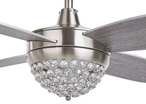 Ventoinha de teto prateada e cinzenta com luz LED ZARQA Beliani