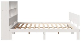Cama com estante sem colchão 180x200 cm pinho maciço branco