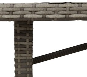 Mesa de jardim com tampo de vidro 190x80x74 cm vime PE cinza