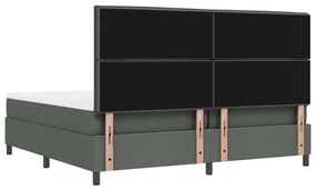 Cama Box Spring com Colchão &amp; Banco Cinza Escura 200x200 cm Tecido
