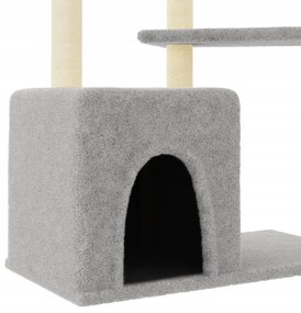 Árvore p/ gatos c/ arranhadores sisal 107,5 cm cinza-claro