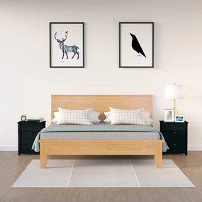 vidaXL Mesas de cabeceira 2pcs 50x35x61,5 cm pinho maciço preto