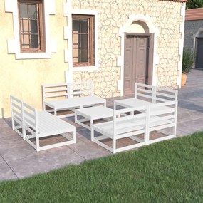 9 pcs conjunto lounge de jardim pinho maciço branco