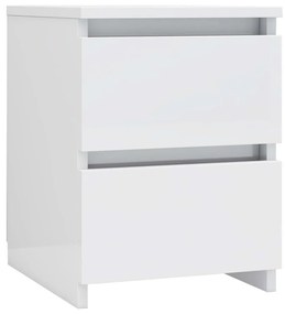 Mesa de cabeceira 30x30x40 cm contraplacado branco brilhante