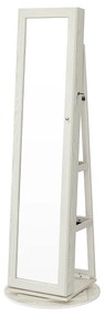 Armário de joias independente com espelho giratório 360° | SONGMICS | 162 x 55 x 55 cm | branco | JBC62W.
