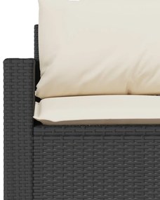 2 pcs conjunto de jantar p/ jardim c/ almofadões vime PE preto