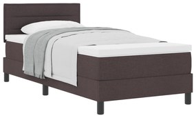 Cama Box com Colchão Castanho Escuro 80x200 cm Tecido