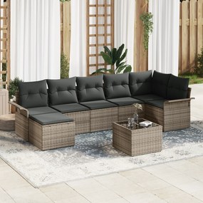 Conjunto de Sofás Jardim com Almofadas Cinza Rattan Sintético